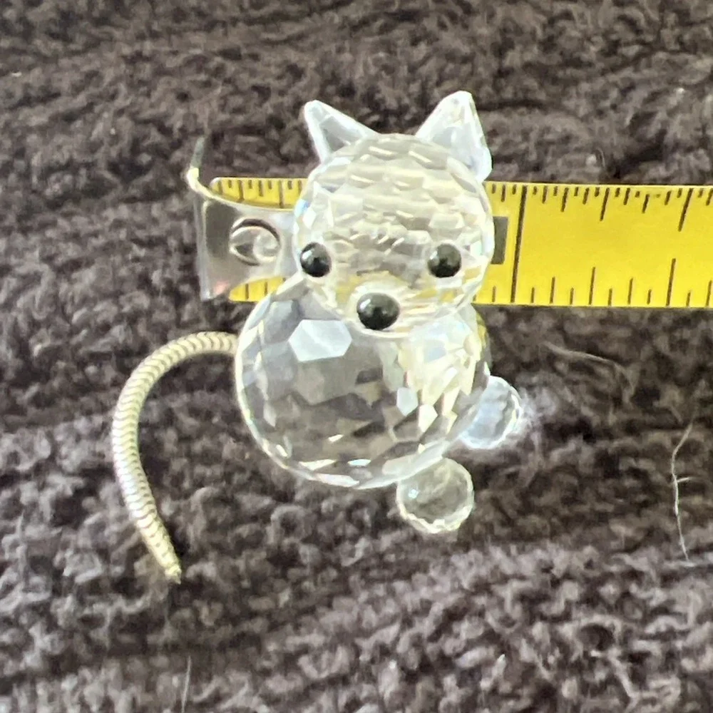 Swarovski Crystal Cat Kitty Charm Figurine Flowing Wire Tail RETIRED